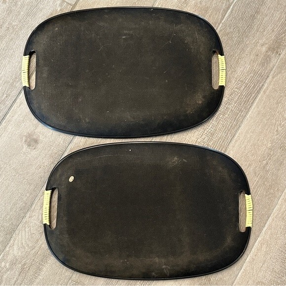 2 Vintage Matching Faux Wood Serving Trays Made in Japan 60s - Picture 4 of 6